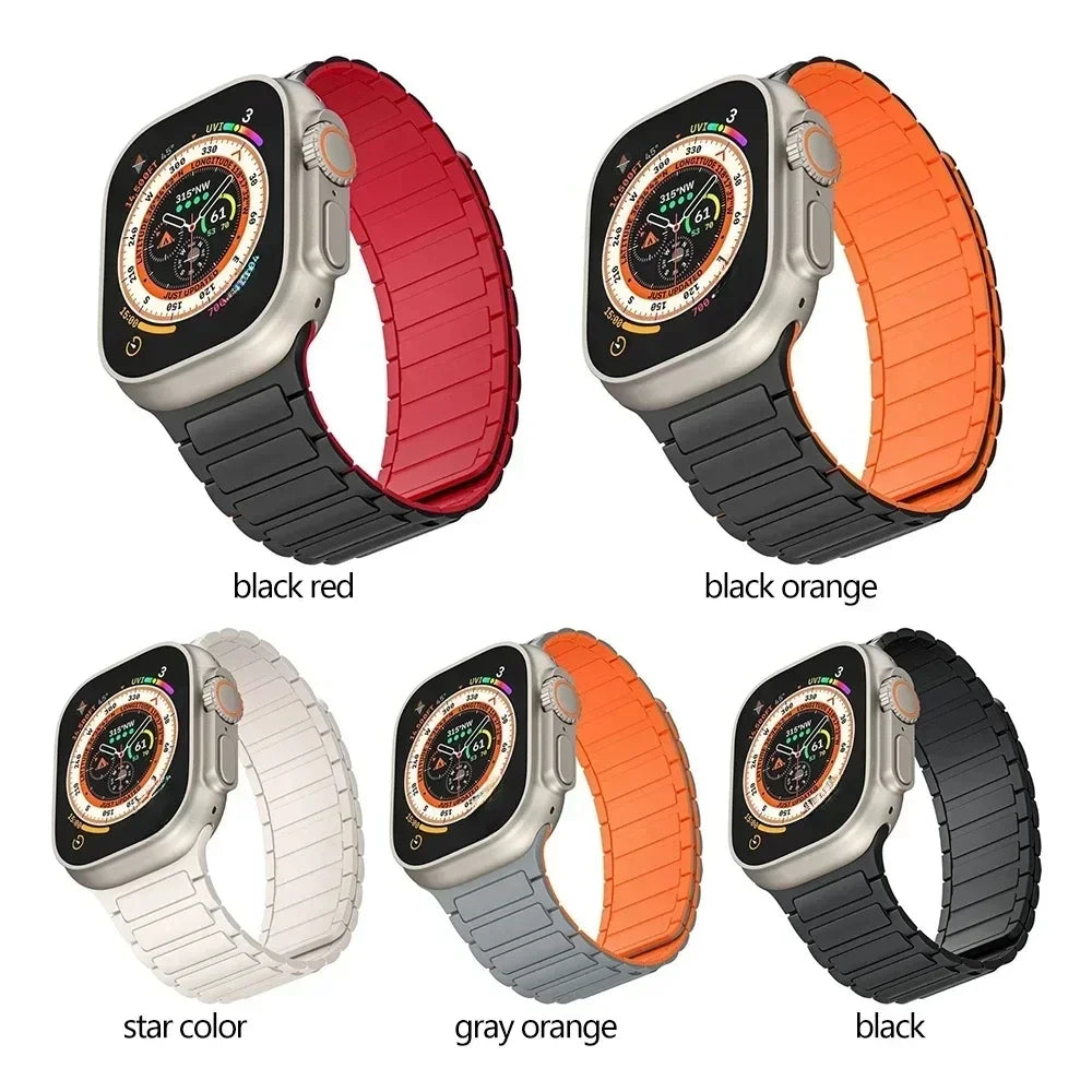 Magnetic Silicone Loop Strap for Apple Watch — 38mm-49mm iWatch Series 3-9 & SE Ultra 2