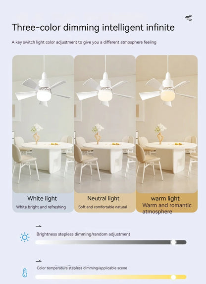 30W E27 Ceiling Fan Light with Remote - LED Dimming Function, Intelligent Silent Fan for Bedroom & Living Room