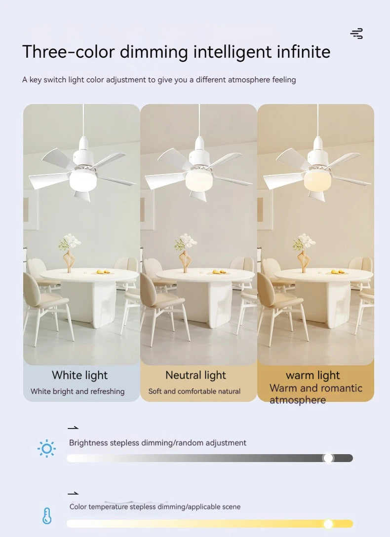 30W Ceiling Fan with LED Light – Dimmable Remote Control, E27 Base Smart Fan for Bedroom & Living Room