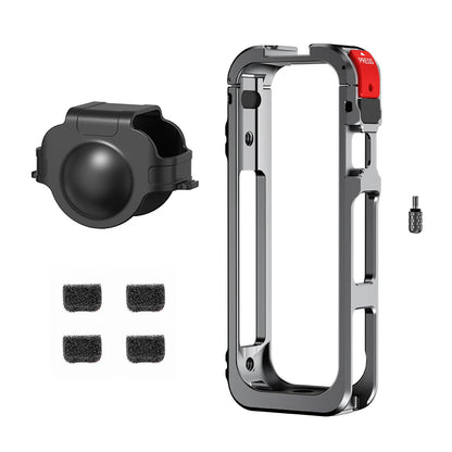 Aluminum Alloy Protective Cage for Insta360 X5 – Camera Frame with Silicone Lens Cover & 1/4" Cold Shoe