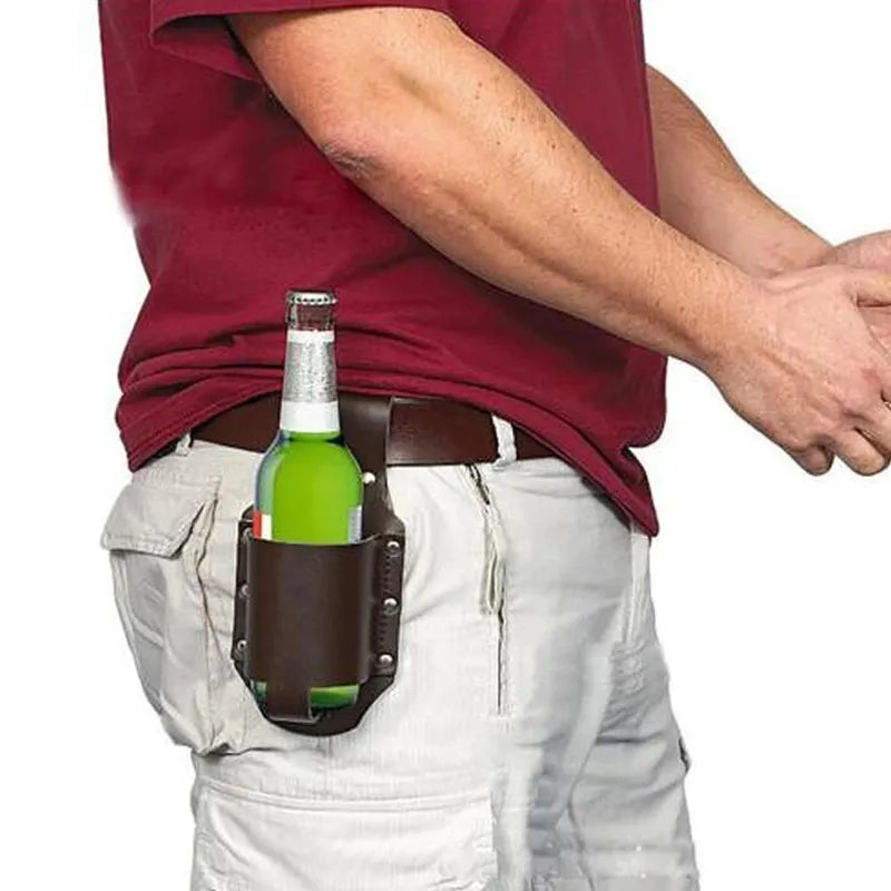 1pc Portable Holster Bottle Waist Beer Belt Bag - Handy Beverage Can and Wine Bottle Holder
