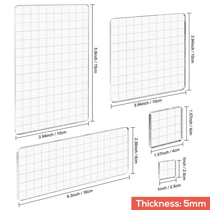 Clear Acrylic Stamp Block Kit - Assorted Grid Line Blocks for Scrapbooking & Card Making