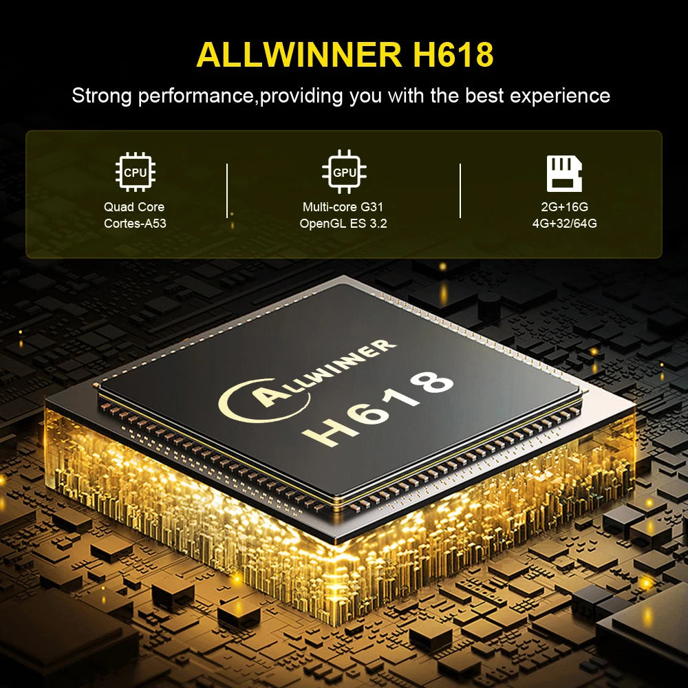 Transpeed Android 12 TV Box – Allwinner H618, Dual WiFi, 32G/64G, Quad Core Cortex A53, 8K/4K BT Voice Media Player