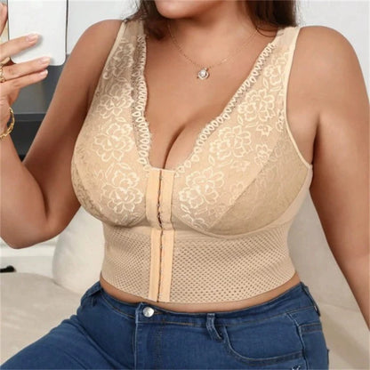 Tummy Control Shapewear Bra Vest – Breathable Hollow Design with Front Buttons, Lifting & Slimming Support Underwear for Women