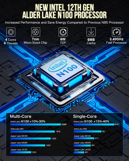 GMKtec G3 Mini PC – Intel Alder Lake N100, Windows 11 Pro, 8/16GB RAM, 256/512GB SSD, WiFi 6 & BT5.2 Desktop Computer