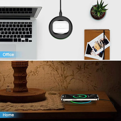 Desktop Wireless Charging Station with Type-C Cable and LED Light - Fast Charger for iPhone 12–17, Samsung Galaxy S24/S25, Xiaomi and Huawei