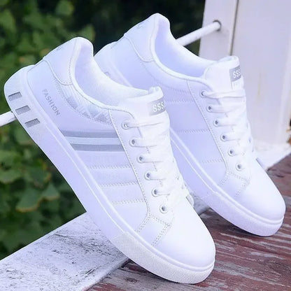 Men Casual Sneakers – Lightweight PU Leather Breathable White Sports Shoes, Zapatillas Hombre Flat Athletic Tenis Footwear