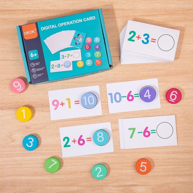 Kids Montessori Math Toy Set — Arithmetic Card Matching Games for Addition & Subtraction, Early Educational Counting Toy