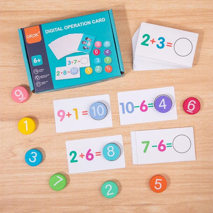 Kids Montessori Math Toy Set — Arithmetic Card Matching Games for Addition & Subtraction, Early Educational Counting Toy