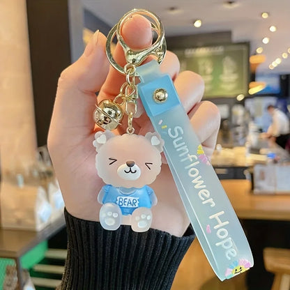 Jelly Bear Keychain - Cute Cartoon Resin Doll Charm for Backpacks and Car Keys