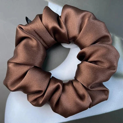 100% Mulberry Silk Hair Scrunchies – 19 Momme Elastic Hair Ties for Women & Girls, Large Soft Ponytail Holders Luxury Hair Accessories