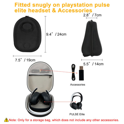 Hard Carrying Case for PS5 – Semi-Waterproof Travel Storage Box for PULSE Elite Wireless Headset & Accessories