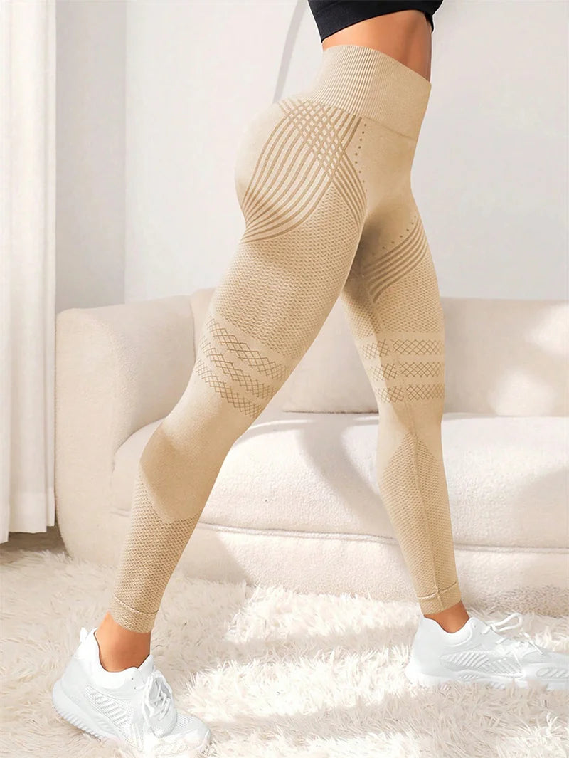 High-Waisted Sports Pants for Women – Elastic Fitness & Yoga Pants with Butt Lifting Sexy Lines