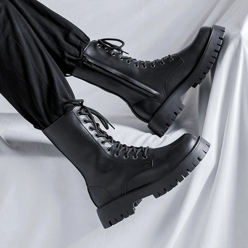 Luxury Brand Men's High Top Boots – Designer Leather Casual, Business & Outdoor Work Boots for Men