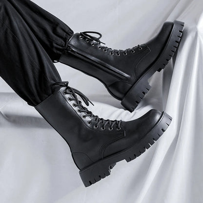Luxury Brand Men's High Top Boots – Designer Leather Casual, Business & Outdoor Work Boots for Men