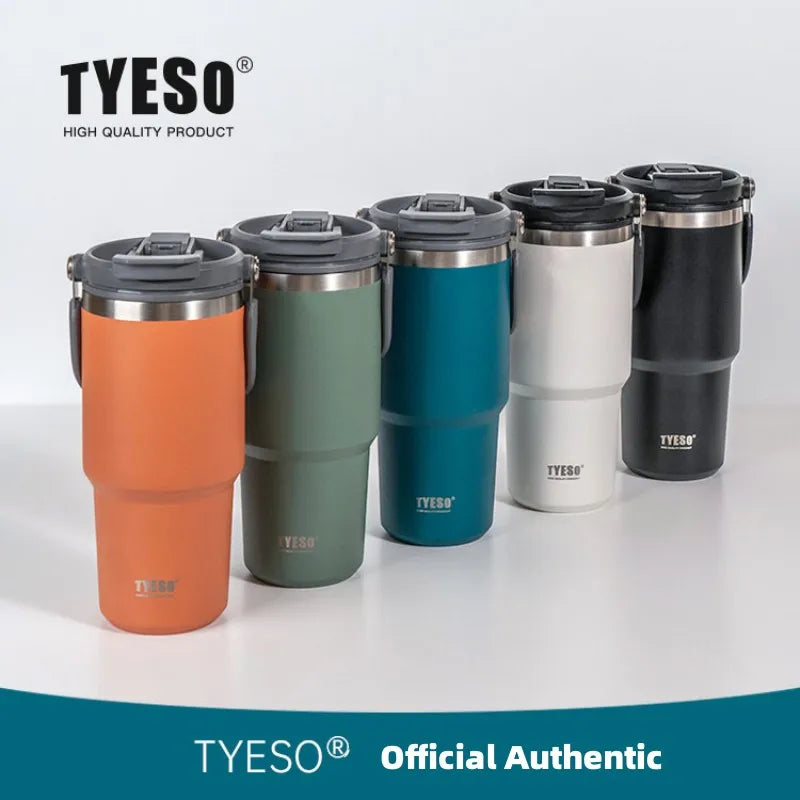 900ML Tyeso Stainless Steel Insulated Tumbler – Double Wall Thermo Coffee Cup for Hot & Cold Drinks, Car Travel Water Bottle Mug