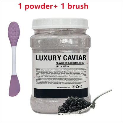 650g Chamomile Hyaluronic Acid Facial Moisturizing Mask Powder with Silicone Brush, Rose Jelly Mask for Skin Elasticity
