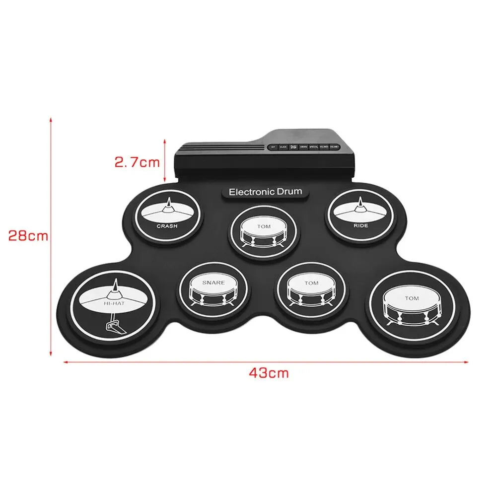 2022 New Folding Silicone Hand Roll USB Electronic Drum Kit – Portable Practice Pad with Drumsticks & Sustain Pedal