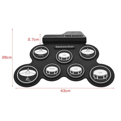 2022 New Folding Silicone Hand Roll USB Electronic Drum Kit – Portable Practice Pad with Drumsticks & Sustain Pedal