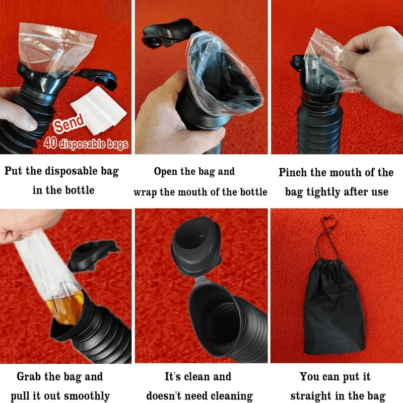 Portable Unisex Urinal Bottle - Leak-Proof Collapsible Emergency Travel Urinal for Men and Women, Ideal for Cars and Outdoor Use