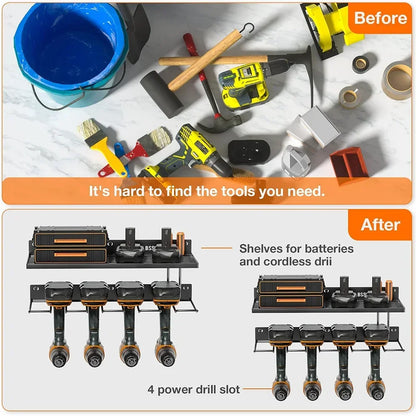 2-Pack Power Tool Wall Mount Holders – Heavy Duty Pegboard Storage Racks for Drill & Screwdriver in Workshop/Garage