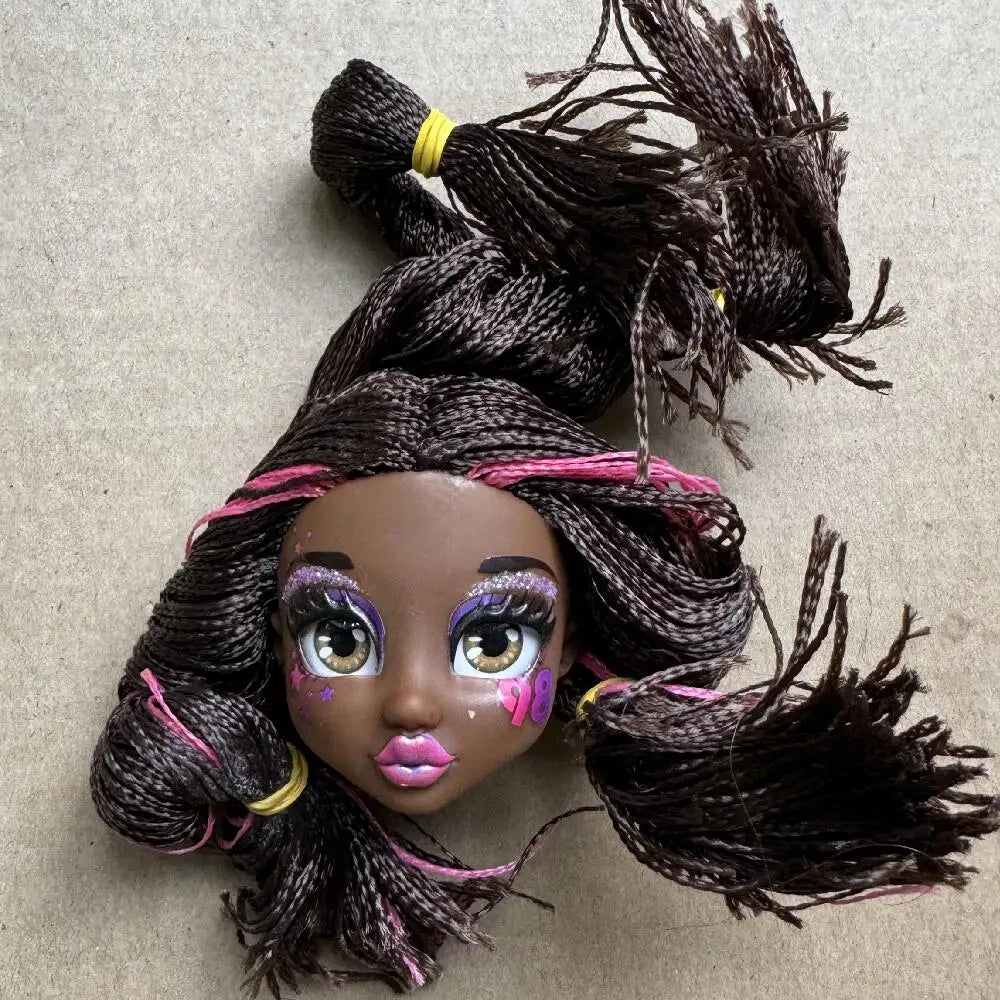 MC2 Doll Head & Movable Body Set — Dark Brown Skin Tone with Glasses Eyes, DIY Kids Toy Gift for Birthday & Christmas