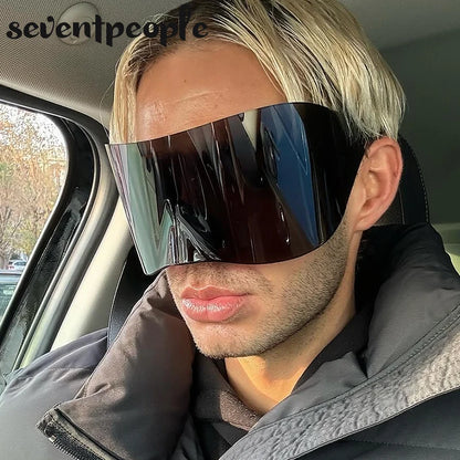 2024 Luxury Brand Mask Rectangle Sunglasses - Oversized Punk Steampunk Y2K Designer Shield Goggles for Women & Men