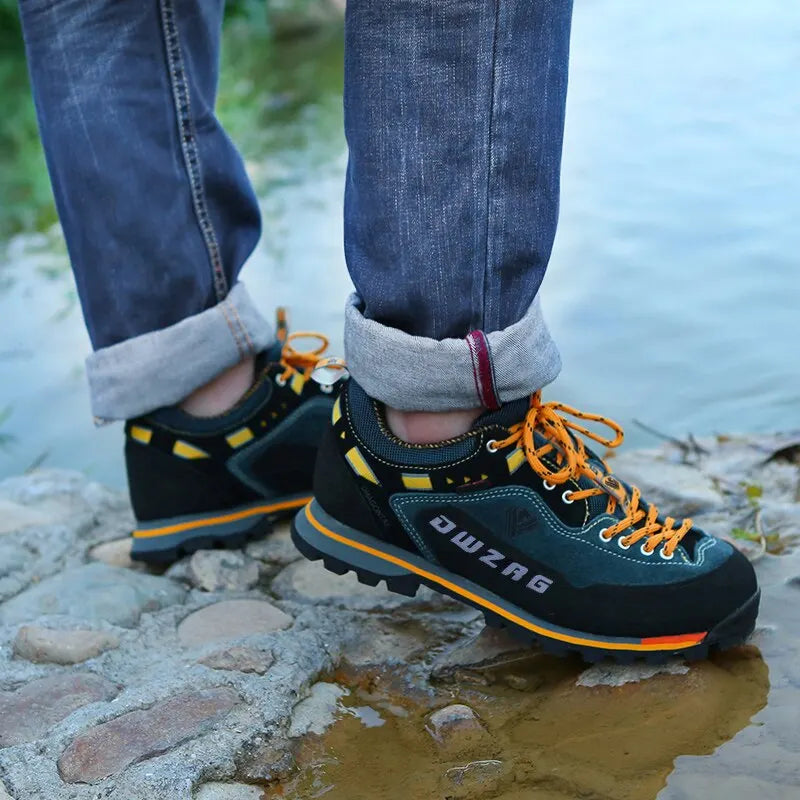 Men's Waterproof Hiking Shoes - Anti-Collision Climbing Shoes, Fashion Outdoor Casual Lace-Up Sneakers