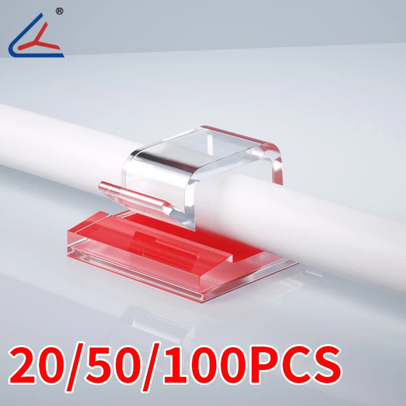 20/50/100PCS Transparent Adhesive Cable Clamps – Organizer Clamps for Office & Home Use