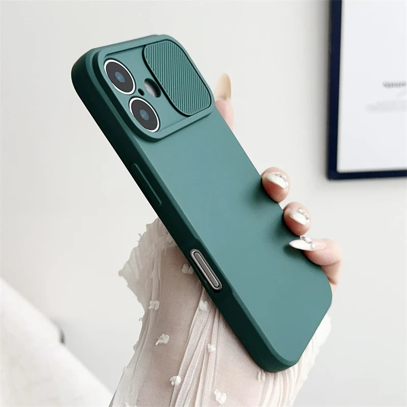 iPhone Slide Camera Lens Protector – Soft Silicone Shockproof Bumper Case for iPhone 7-16