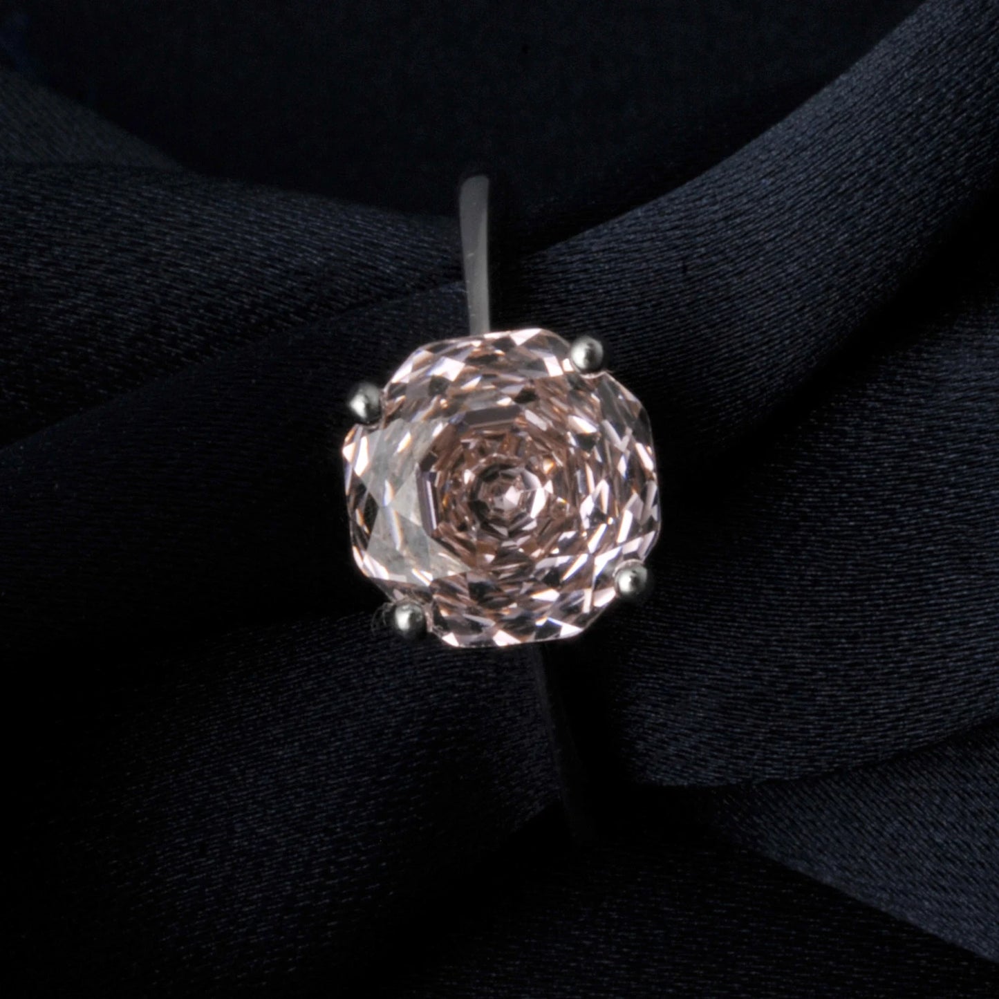 Potiy 2ct Octagon Rose Cut Morganite Pink CZ Solitaire Ring – 925 Sterling Silver Women’s Jewelry Gift with Certificate