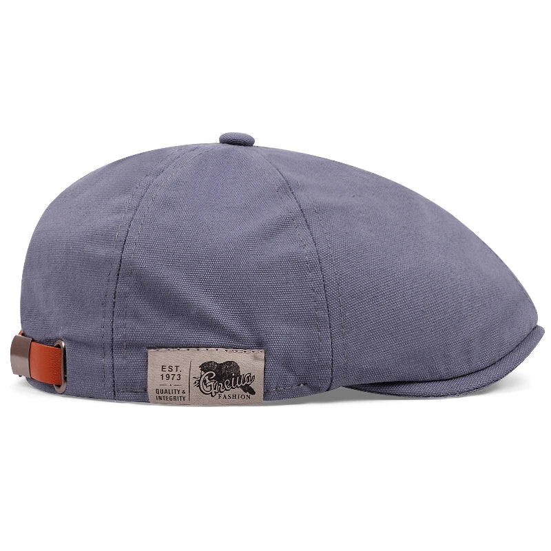 2024 Men's Vintage Linen Beret - Fashion Hip Hop Solid Beanie with Side Label, Women's Sun Hat in 1973 Vintage Style