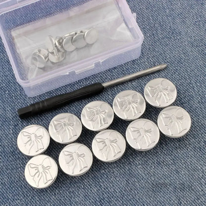 10Pcs No-Sew Metal Jeans Buttons – Removable Nail-Free Waist Adjust Buckles for Pants
