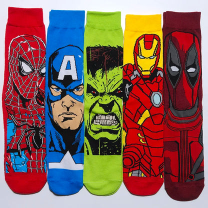 Cartoon Anime Crew Socks - 5 Pairs Unisex Hip Hop Street Style Novelty Casual Socks for Men and Women