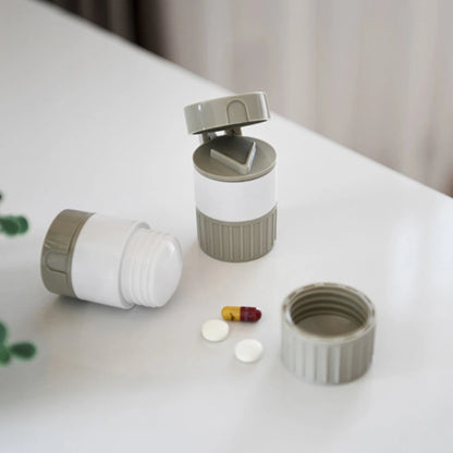 4-in-1 Multifunctional Portable Pill Cutter - Medicine Splitter with 4 Layer Powder Tablet Grinder and Storage Box, Ideal for Travel