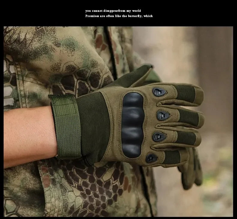 Tactical Military Gloves – Anti-Slip Combat & Shooting Gloves for Men, All Finger Design for Bicycle & Outdoor Use