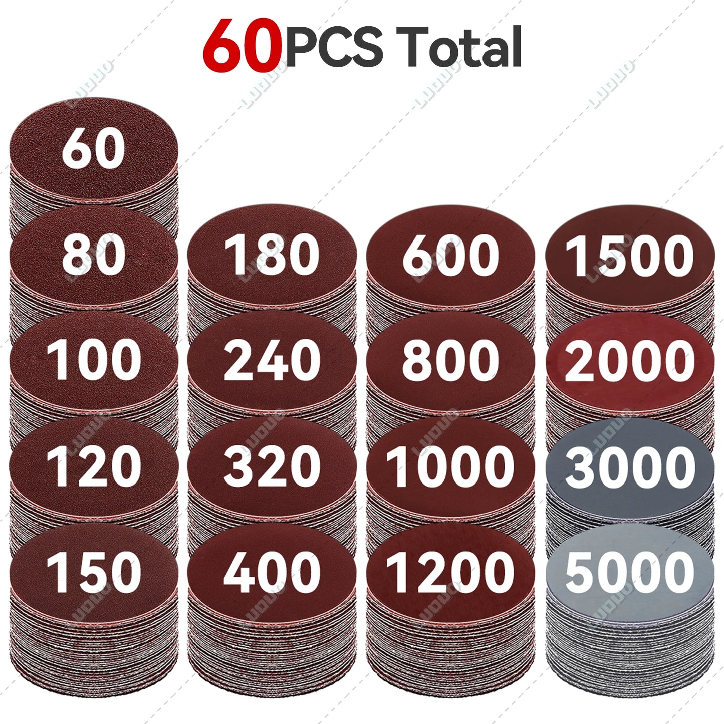 Car Detailing Headlight Restoration Sandpaper Discs – Hook & Loop Round Sanding Sheets for Metal & Wood Polishing Tools