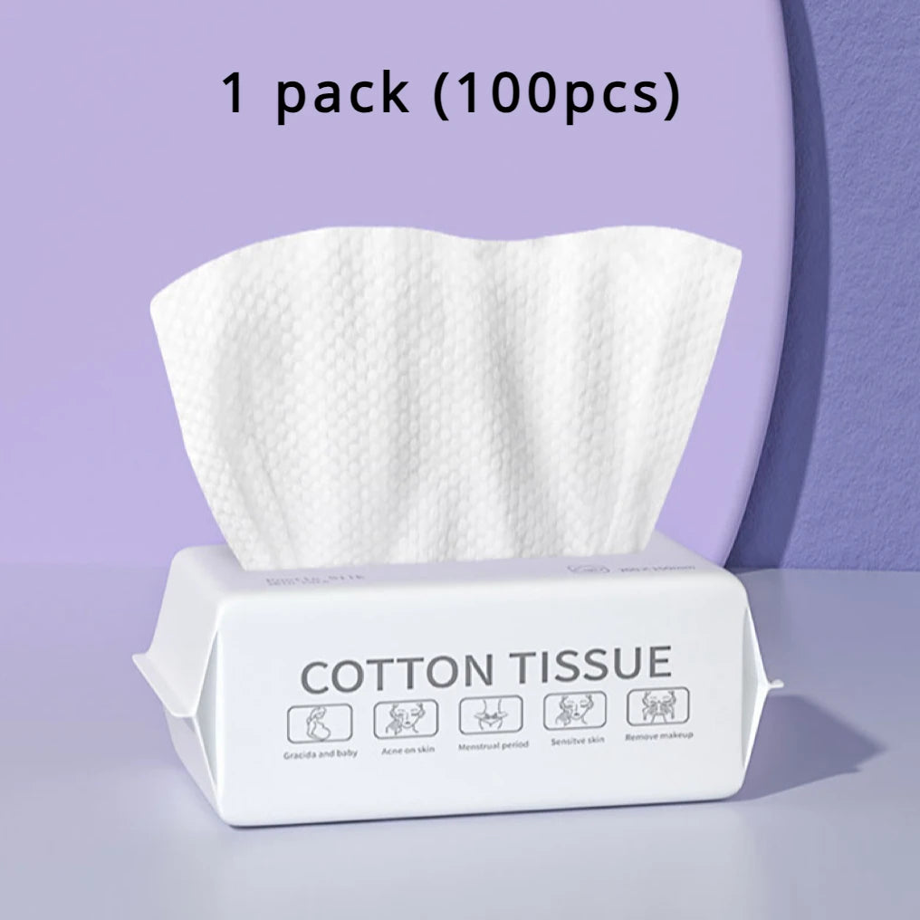 Disposable Soft Cotton Face Towels – 50/100Pcs Hygienic Dry Wipes for Bathroom, Makeup Removal, Washing & Daily Skincare Use