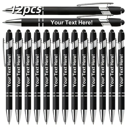 Engraved Metal Ballpoint Pens - 12-Pack Personalized Business, Anniversary & Graduation Gift Pens