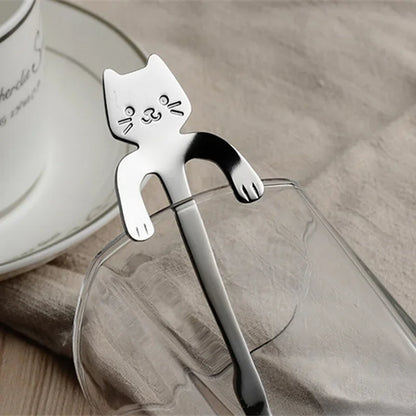 Stainless Steel Coffee Spoon – Cute Cat Shape Teaspoon for Dessert, Snack, Ice Cream, Mini Spoons, Tableware Kitchen Tools