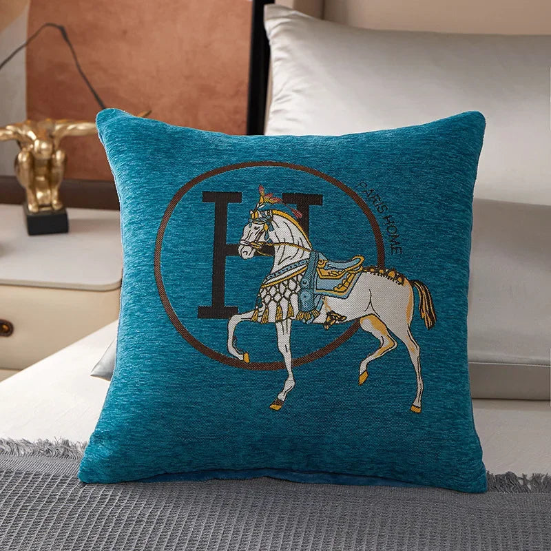 Croker Horse 45cm Throw Pillow Cover – Luxury Embroidered Cushion Cover for Sofa & Couch, 1-Pack
