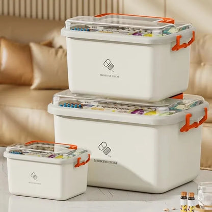 Large Capacity Medicine Box – Portable Home First Aid Kit with Multi-Layer Drug Storage for Family Emergencies