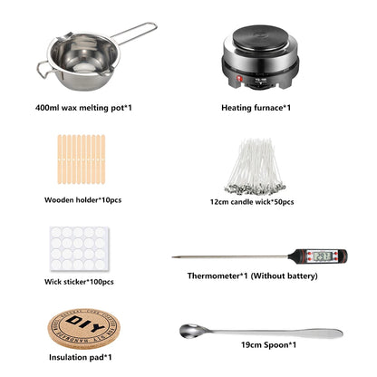 Candle Making Kit – Pouring Pot, DIY Supplies & Tools for Handmade Wax Candles, Includes Wax Melting Hot Plate