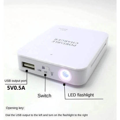 USB Emergency Power Box - 4×AA Battery Charger with USB Port & Flashlight