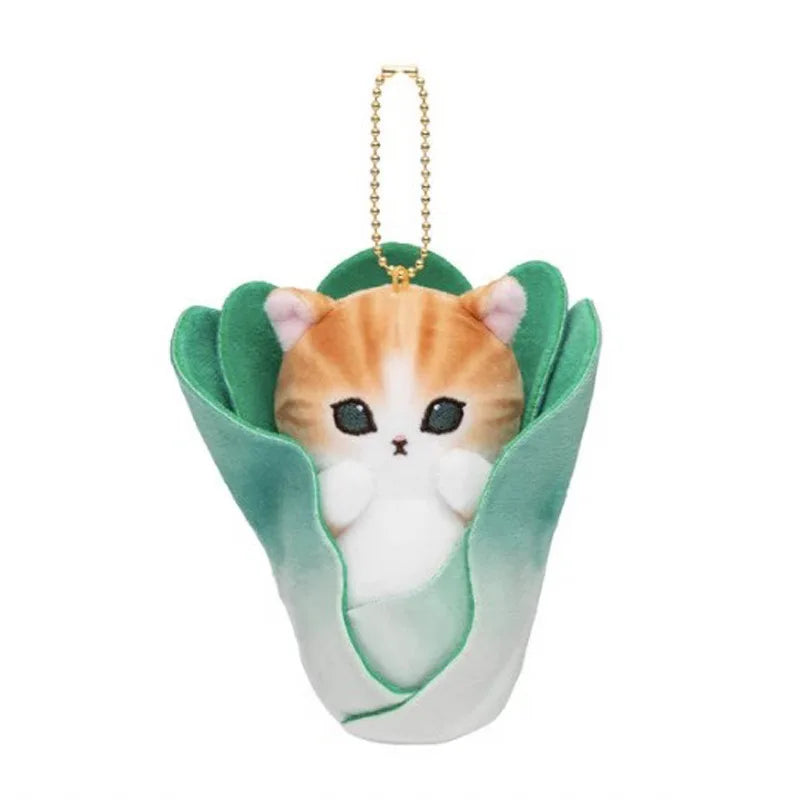 Yoyo Japanese Style Mofusand Plushie Shark Cat Keychain — Cute Fruit & Vegetable Soft Pendant Gift for Girls