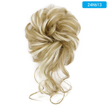 AZQUEEN Messy Bun Hair Extension – Synthetic Curly Wave Chignon Scrunchie, Elastic Band Updo Hairpiece for Women