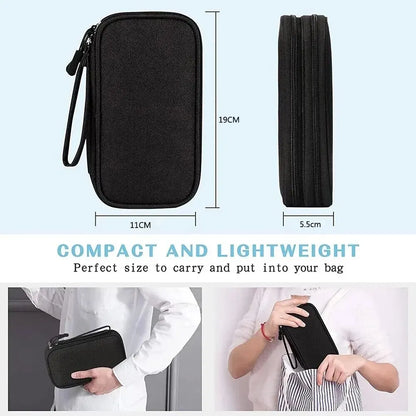 Waterproof Travel Cable Organizer Bag – Portable Double-Layer Storage Pouch for Cables & Chargers