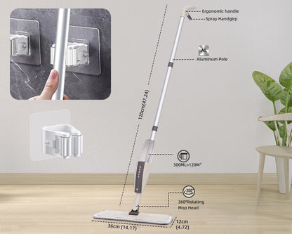 Spray Mop Broom Set — Magic Flat Mop with Rotating Head, Reusable Microfiber Pads for Home Floor Cleaning