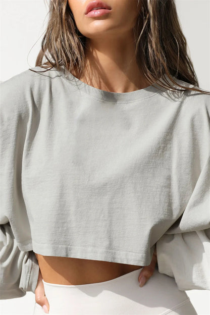 Women’s Sports Crop Top – Long Sleeve Gym & Yoga Workout Fitness Shirt