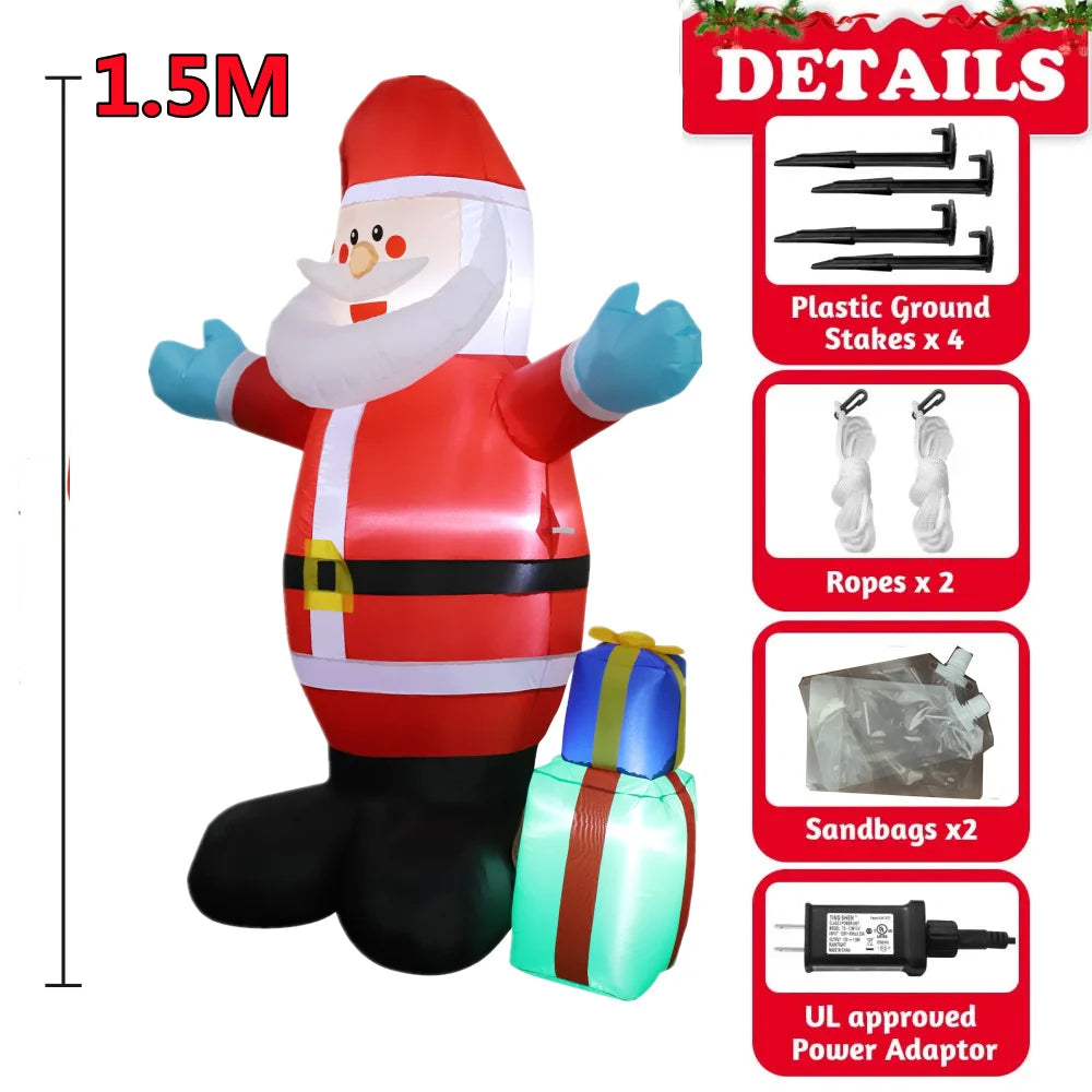Inflatable Christmas Decorations – Tree, Snowman, Santa, Bear & Gingerbread Man with Built-in LED for Outdoor Garden & Party Decor
